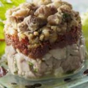 Tartare de thon aux marrons tomates confites