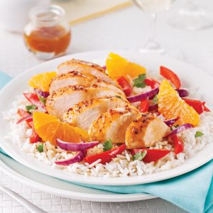 Blancs de poulet à l'orange, miel & épices