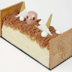 Buche marron, coeur linzer cassis
